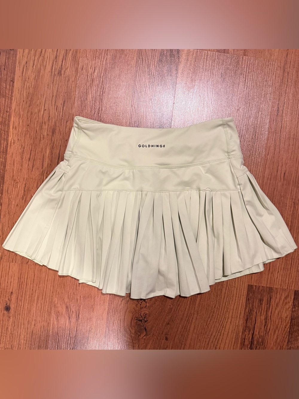 GoldHinge Pleated Skater Skirt in Light green
